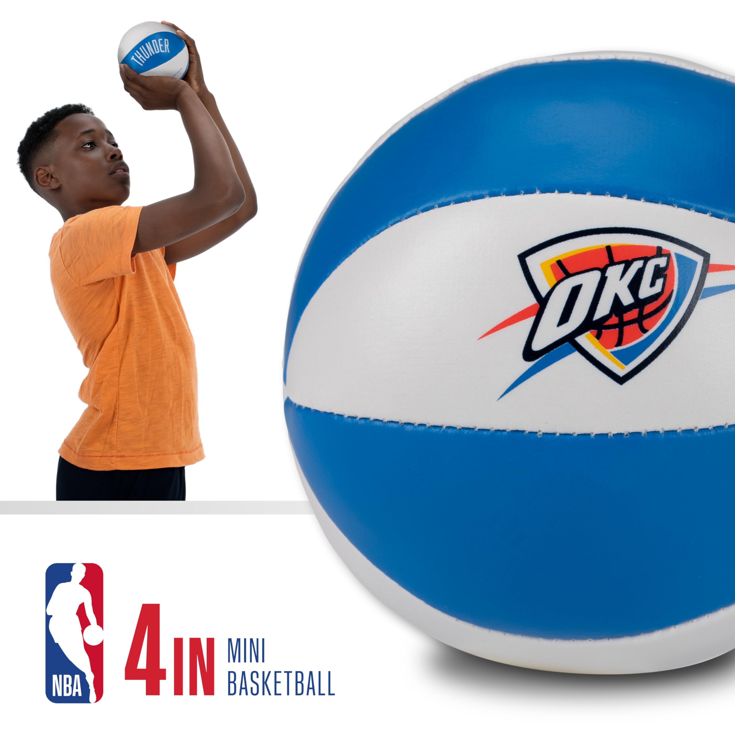 Franklin Sports Nba Oklahoma City Thunder Toy Basketballs - 2 Pack Of Kids Soft Mini Basketballs For Over The Door + Indoor Hoop