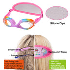 Hydrocomfy Kids Goggles Age 3-8, Toddler Goggles Fabric Strap, Rainbow Mermaid Unicorn Swimming Goggles For Childrens/Youth