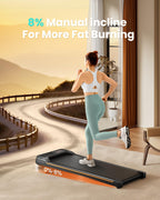 Abonow Walking Pad, Under Desk Treadmill With Incline For Home Office 2.5Hp Portable Walking Treadmill With 280 Lbs Weight Capac