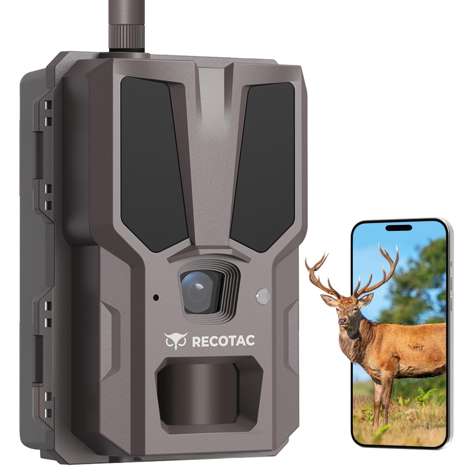 RECOTAC Sense Cellular Trail Camera - 32MP 2.2K HD Game Camera with AI Photo Upscaling via App Auto Connect 4G,No Glow IR Night 