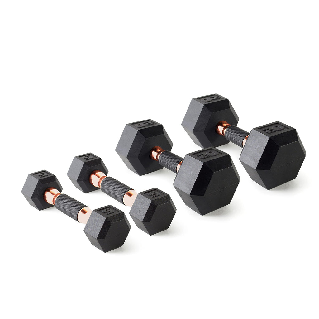 Cap Barbell 50 Lbs Coated Dumbbell Set With Copper Handles, 5Lbx2, 20Lbx2
