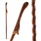 Brazos Handcrafted Wood Walking Stick, Twisted Oak, Hitchhiker Style Handle, For Men & Women, Made In The Usa, Red, 48''