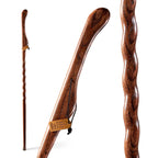 Brazos Handcrafted Wood Walking Stick, Twisted Oak, Hitchhiker Style Handle, For Men & Women, Made In The Usa, Red, 48''