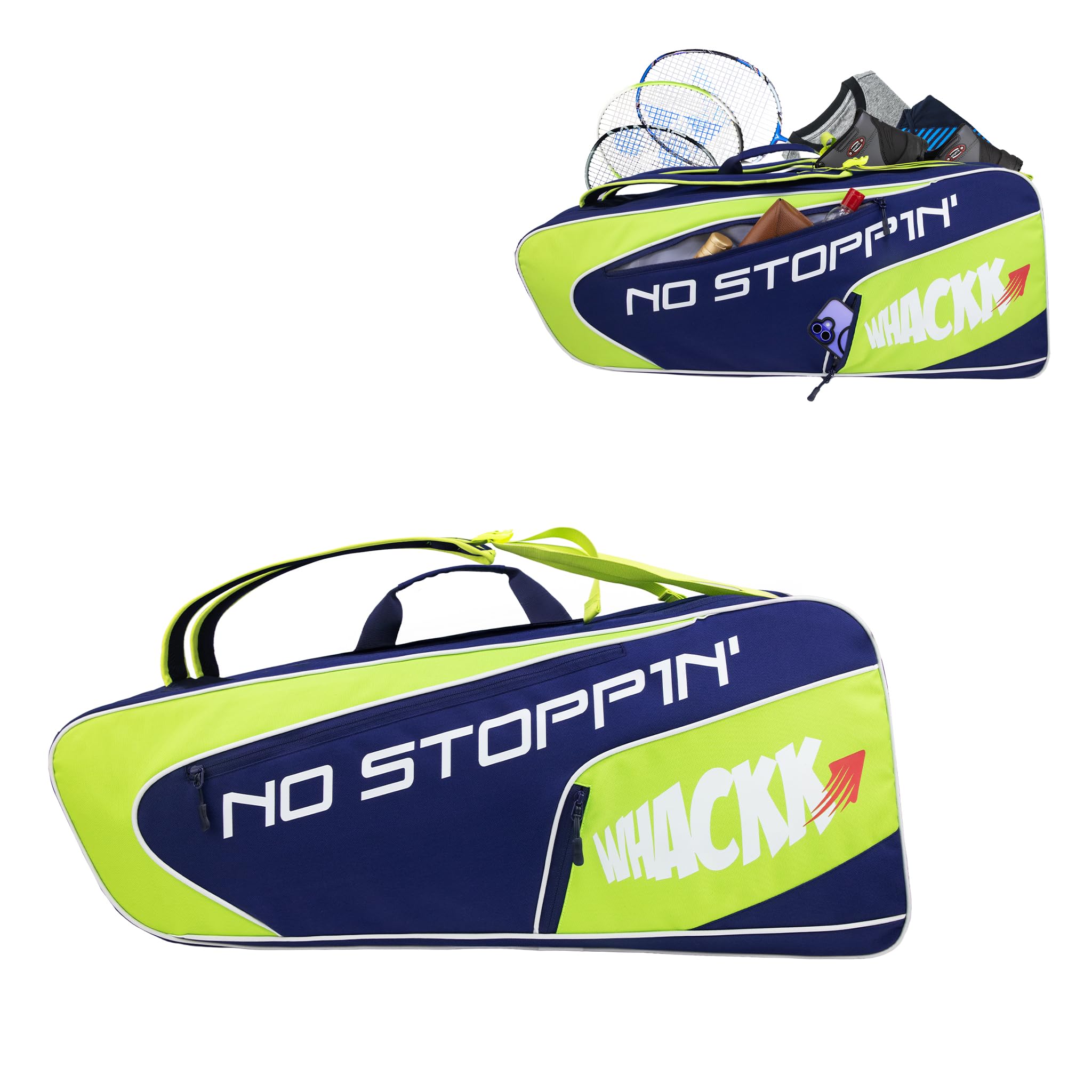 Whackk Connor Printed 52L Tennis Badminton Squash Equipment Cover Kit Bag 3 Big Compartments 4T 8B Racket | Backpack & Duffel