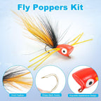 Ansnbo 12 Pcs Fly Fishing Popper Flies, Fly Popper Lures Bass Panfish Bluegill Crappie Popping Bug Sunfish Trout Salmon Poppers
