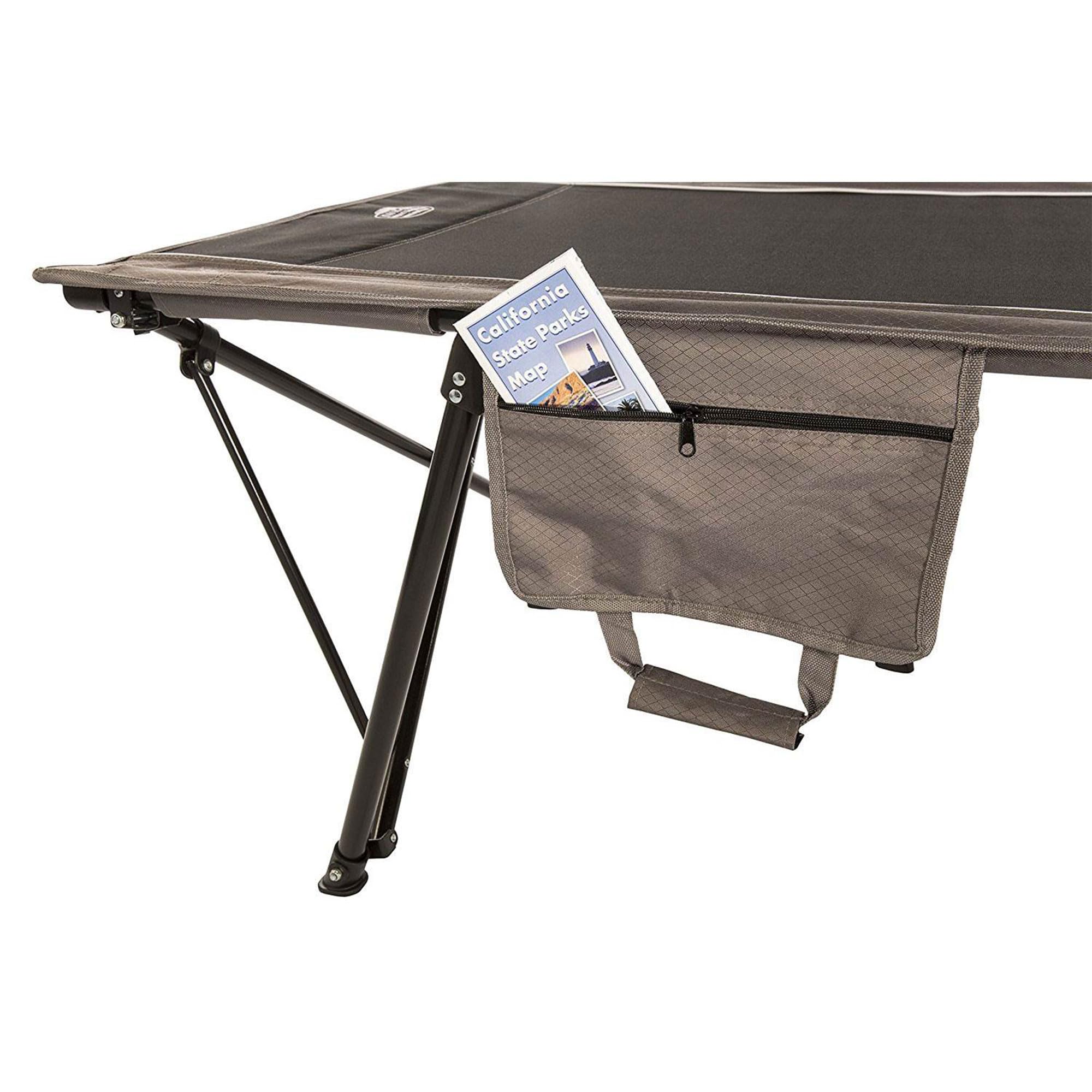 Kamp-Rite Oversized Kwik Cot Quick Setup 1 Person Sleeping Bed With Side Storage Pockets, Storage Hammock And 600D Carry Bag, Bl