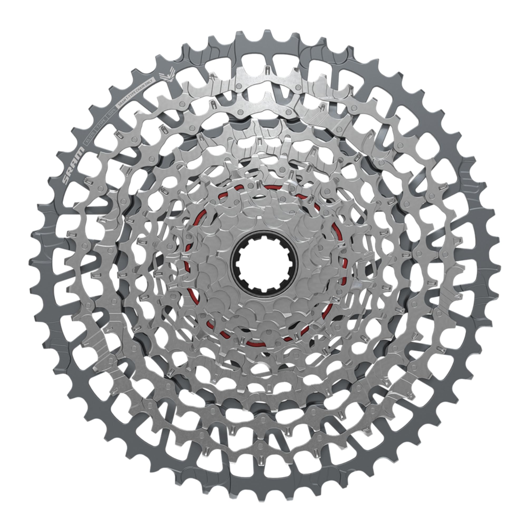 SRAM GX Eagle T-Type XS-1275 Cassette - 12-Speed, 10-52t, for XD Driver, Silver/Silver