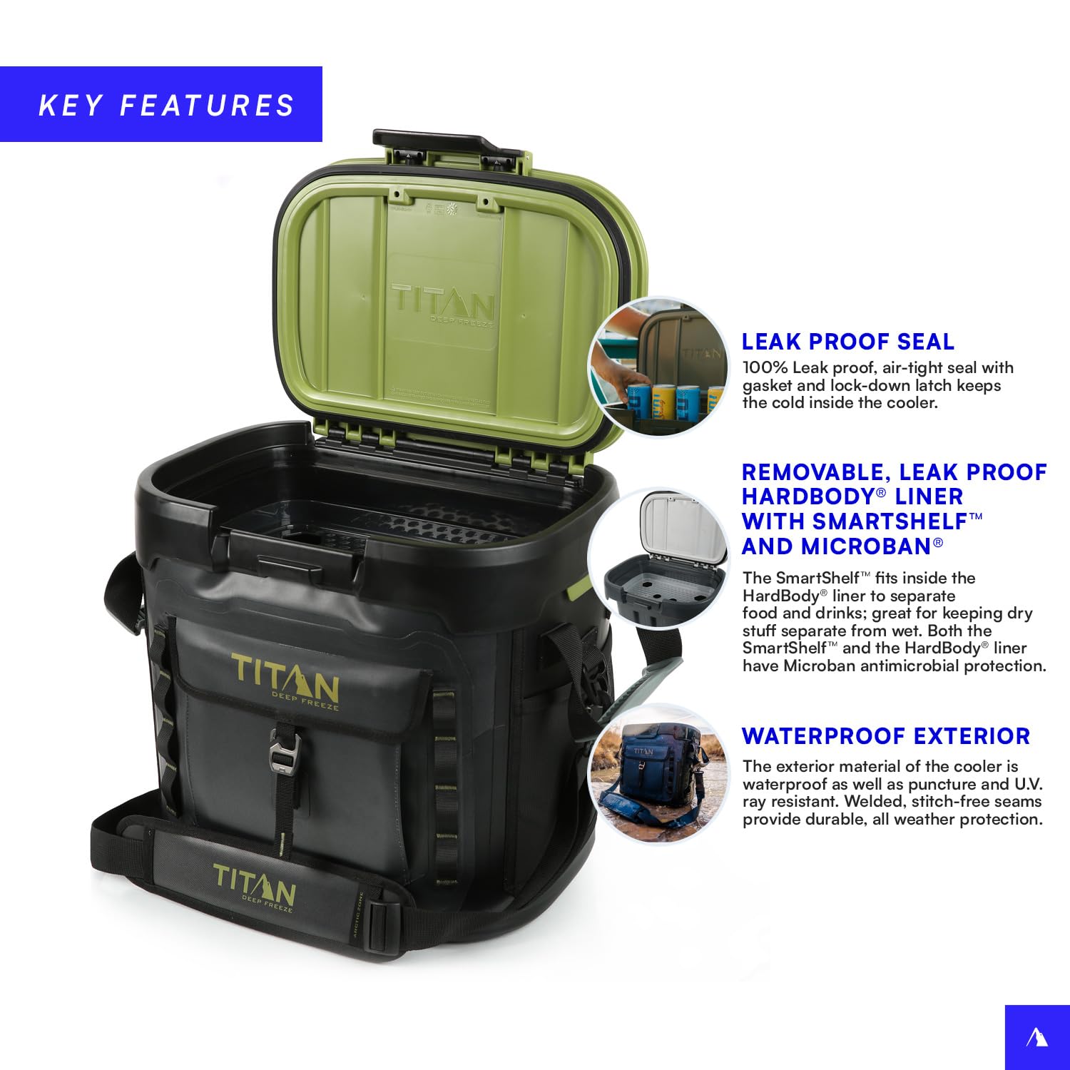 Titan by Arctic Zone Deep Freeze Cooler - 36 Can Zipperless Welded Cooler with Deep Freeze Insulation, Microban, and Hardbody Li