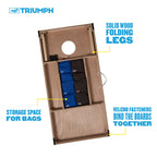Triumph LED 2x4 Blue/Grey Cornhole Set - Regulation Light-Up Bag Toss Boards with 8 Weather-Resistant Bean Bags - Durable All-Wo