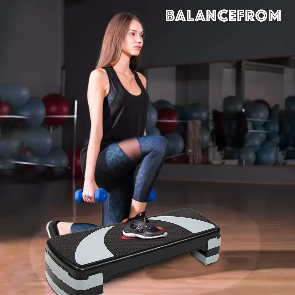 Balancefrom Adjustable Workout Aerobic Stepper Step Platform Trainer, Gray