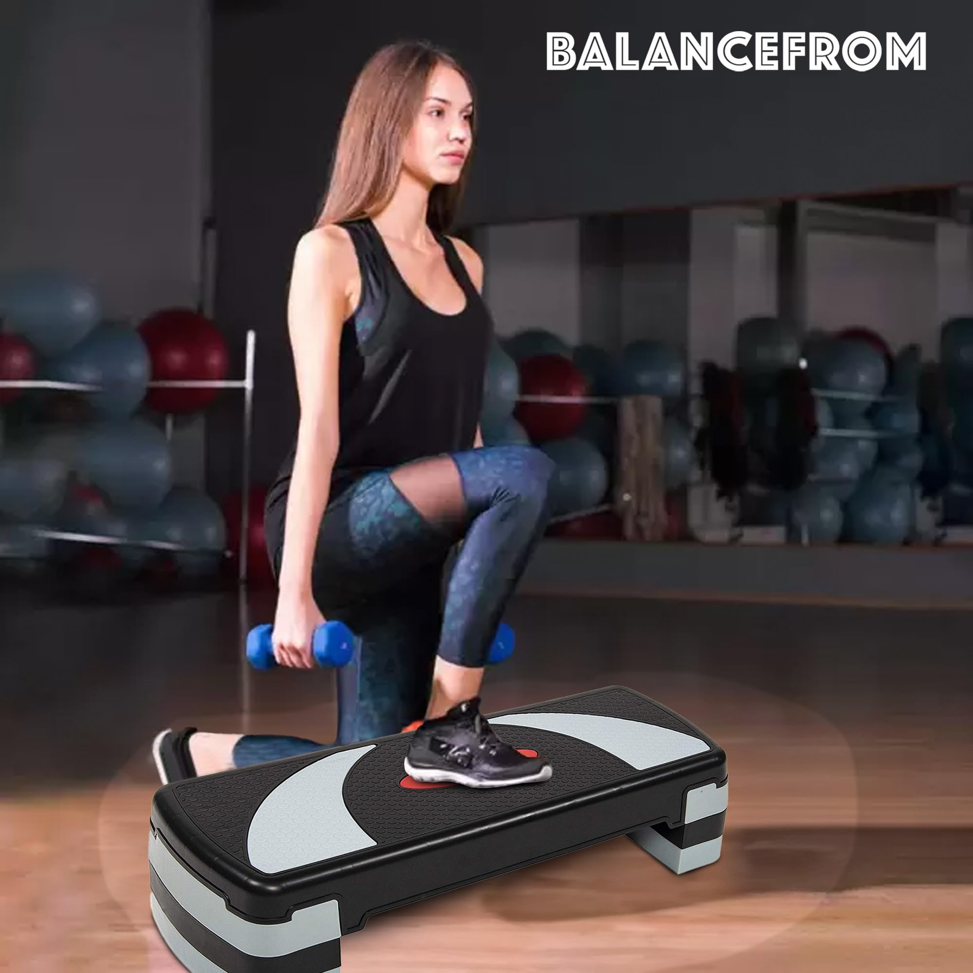 Balancefrom Adjustable Workout Aerobic Stepper Step Platform Trainer, Gray