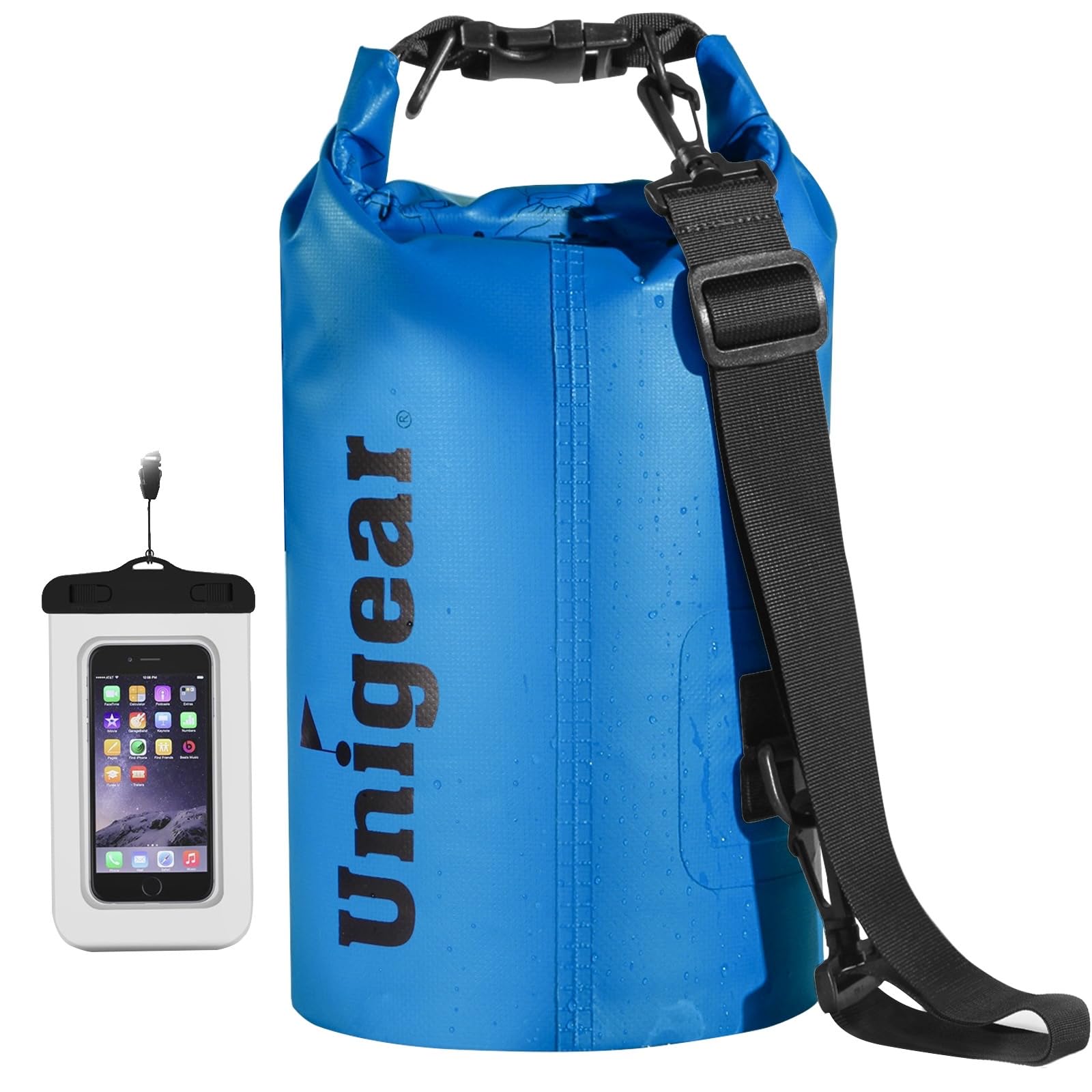 Unigear Dry Bag 2L/5L/10L/20L/30L/40L Waterproof Dry Sack Roll Top with Phone Case and Long Adjustable Shoulder Strap for Boatin