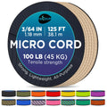 Teceum Micro Paracord - Beige - 1.18 Mm X 125 Ft - Micro Utility Cord - Thin Braided Paracord Rope Nylon Polyester - Wind Chime 