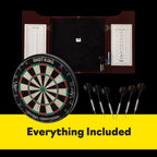 Viper By Gld Products Hudson All-In-One Dart Center: Classic Solid Wood Cabinet & Official Sisal/Bristle Dartboard Bundle: Stand