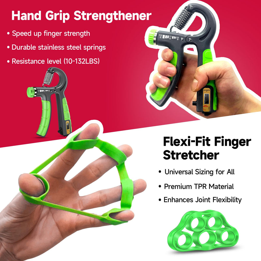 Fitbeast Forearm Strengthener Set - 2 Adjustable Hand Grippers With Counters For Athletes And Muscle Building - 5 Pack, Light Gr