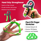 Fitbeast Forearm Strengthener Set - 2 Adjustable Hand Grippers With Counters For Athletes And Muscle Building - 5 Pack, Light Gr