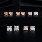Mdfun 18K Rose Gold Plated Princess Cut Clear Cubic Zirconia Stud Earring Pack Of 5 Pairs