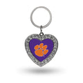 Rico Industries Ncaa Clemson Tigers Metal Rhinestone Heart Keychain