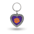 Rico Industries Ncaa Clemson Tigers Metal Rhinestone Heart Keychain
