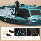 Hlogree 6-Point Attachment - Thick Padded Kayak Seat Cushion With Back Support,Extra Cushioned Kayak Replacement Seat Universal