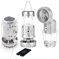 Camping Lantern with Fan, Flashlight Lantern Collapsible-USB Rechargeable, Solar & Battery Powered Camping Lampp for Picnic, Bar