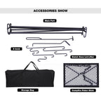 Redcamp Campfire Swing Grill Stand, Portable Hanging Cooking Grill Rack With Dutch Oven Lid Lifter & Hooks For Outdoor Bbq Picni