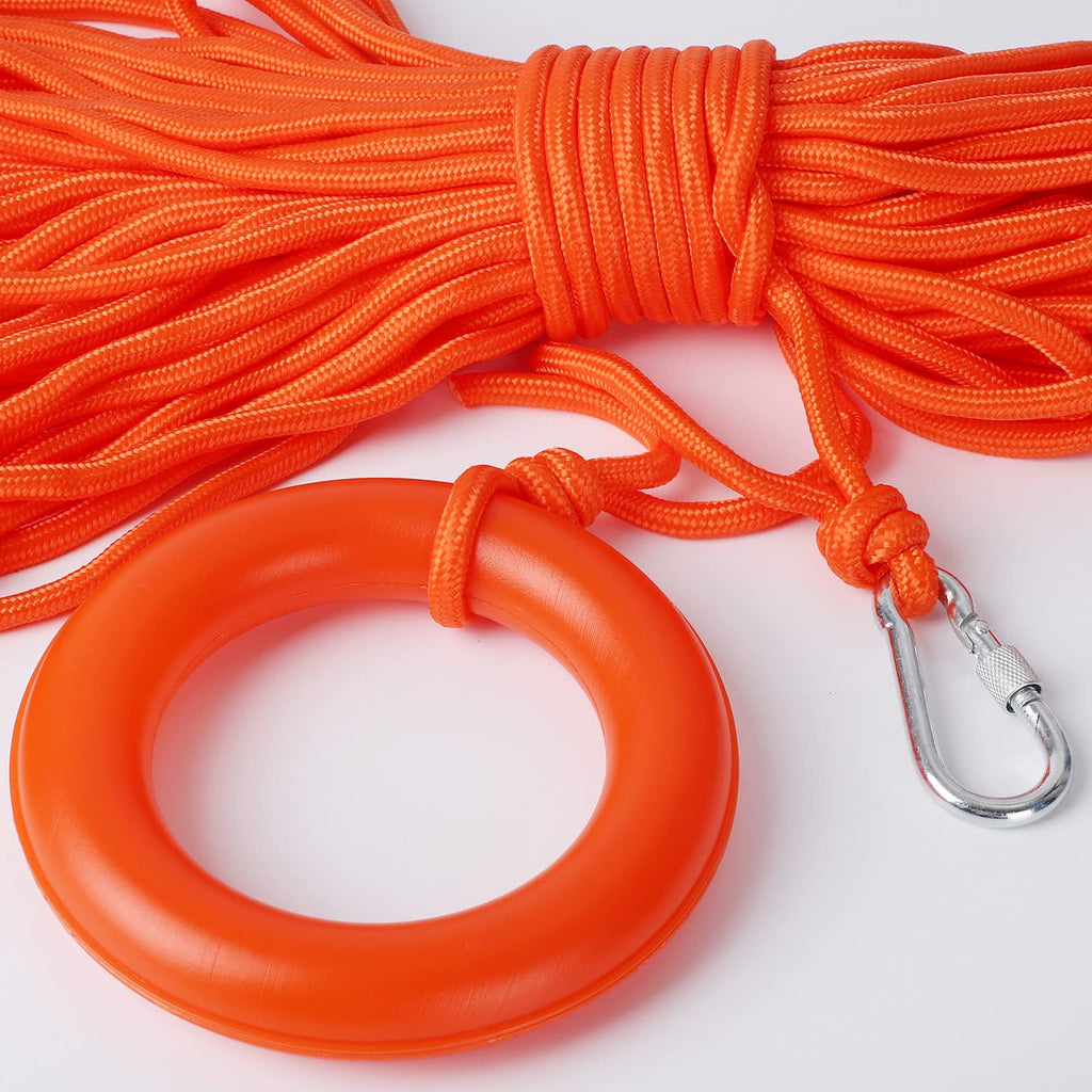 Water Floating Lifesaving Rope 98.4Ft, Outdoor Professional Throwing Rope Rescue Lifeguard Lifeline With Bracelet/Hand Ring For