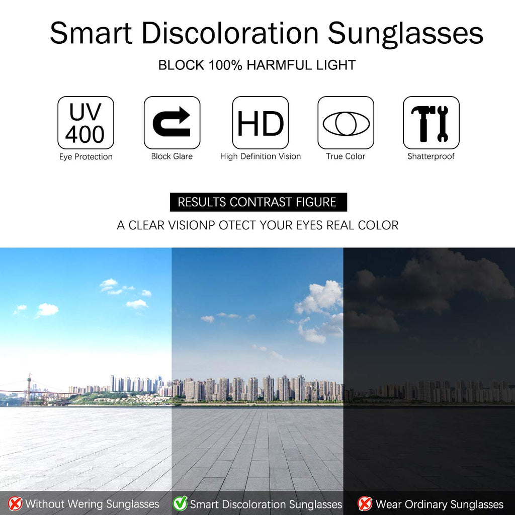 Yimi Polarized Photochromic Driving Z87 Sunglasses For Men Women Day And Night (8003-Blue Frame)
