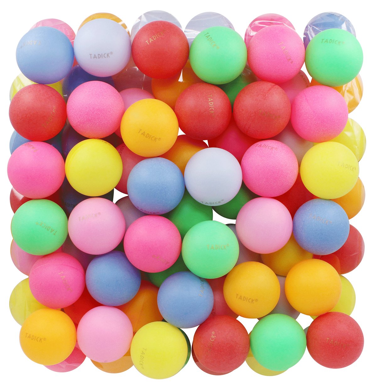 Tadick 50 Pack Ping Pong Balls Assorted Color Washable Plastic Table Tennis Ball