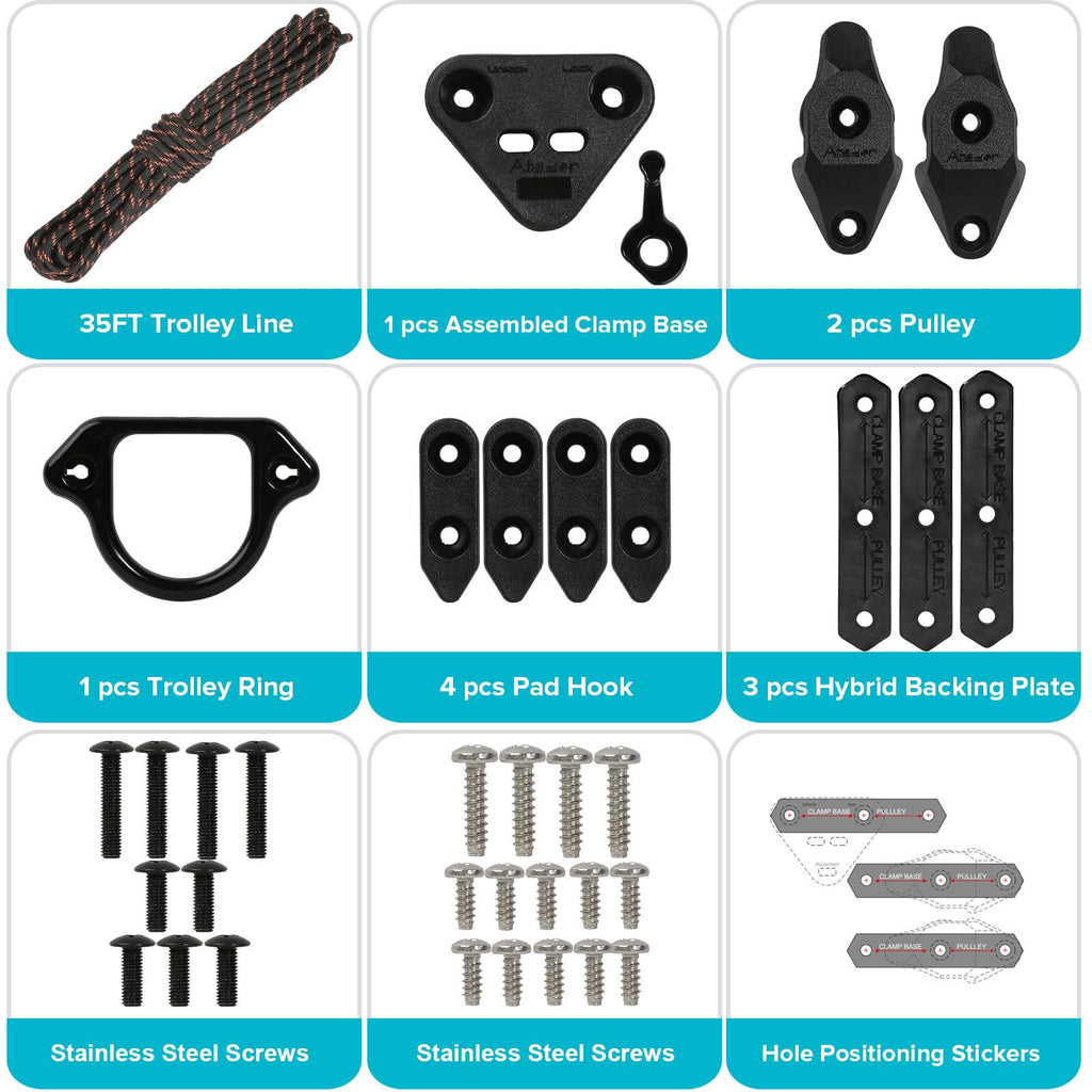 Atader Kayak Anchor Trolley Kit, Heavy Duty Anchor Trolley System For Kayak Canoe