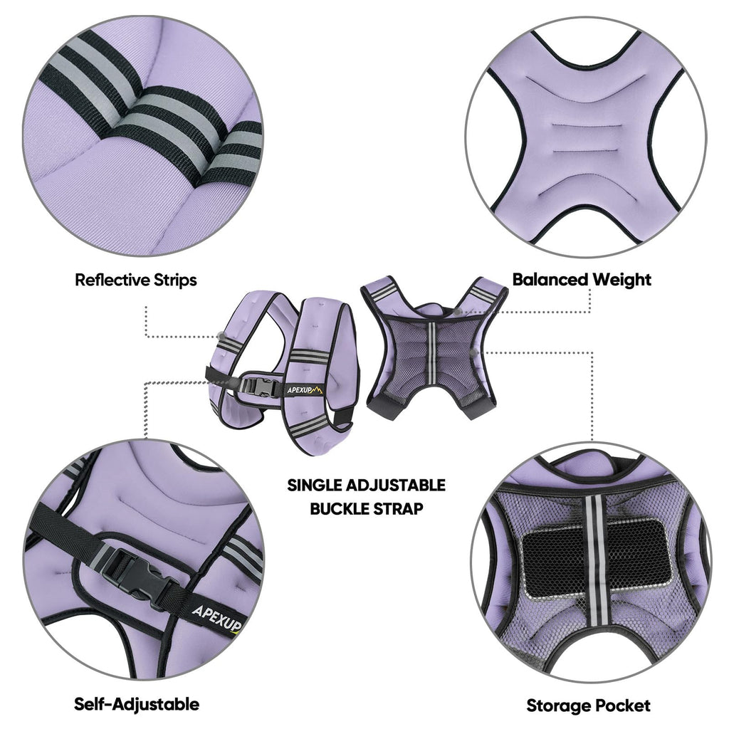 APEXUP 5lbs Weighted Vest Men Women, Weight Vest for Women Workout Equipment for Strength Training Running (Pastel Purple)
