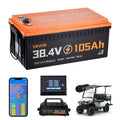 VEVOR 36V (38.4V) 105AH Lithium Golf Cart Battery, with 25A Charger, Lifepo4 Battery Kit, Built-in 200A BMS, with Bluetooth & To