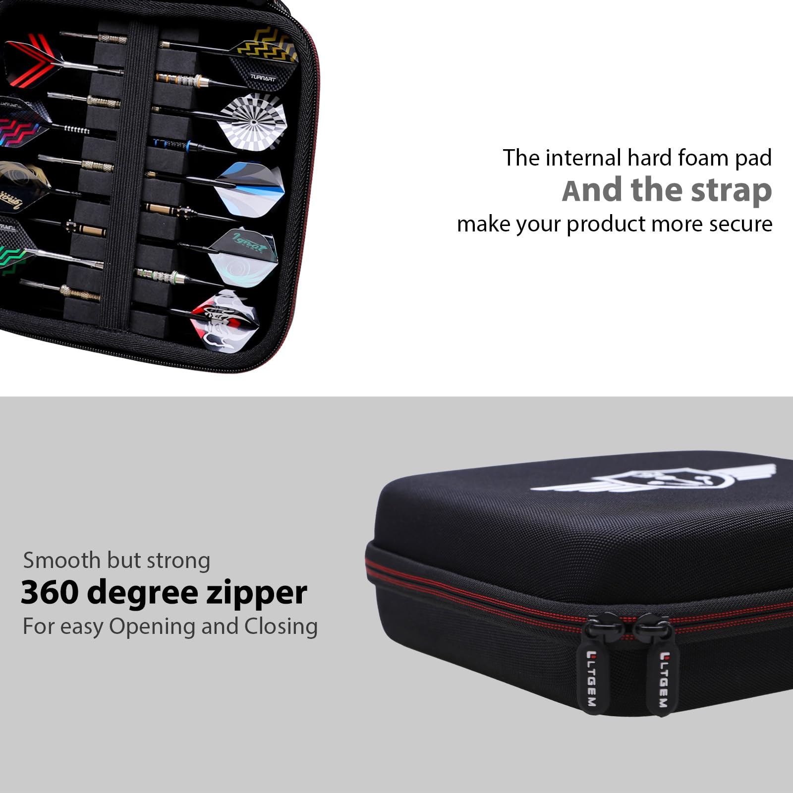 Ltgem Eva Darts Case For All Specifications Of Darts Steel Tip And Soft Tip Darts,Plastic Dartscompatible With 18 Darts And Dart