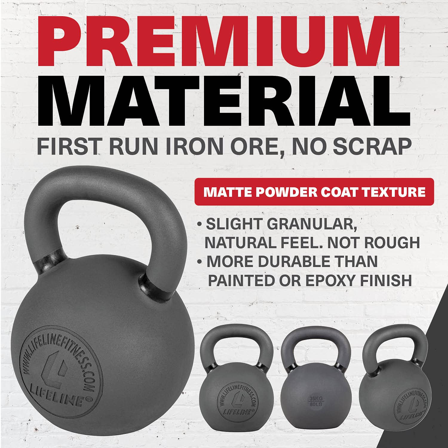 Lifeline Kettlebell Weight - 24 Kg/53 Lb , Black