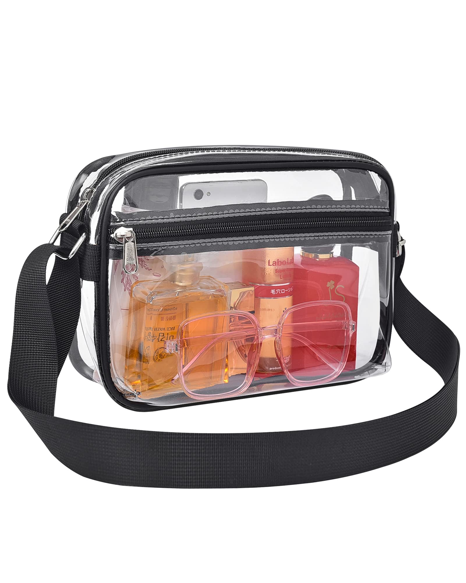MAY TREE Clear Crossbody Bag Stadium Approved Clear Messenger Bag Suitable for Work, Travel, Concert and Sport Event