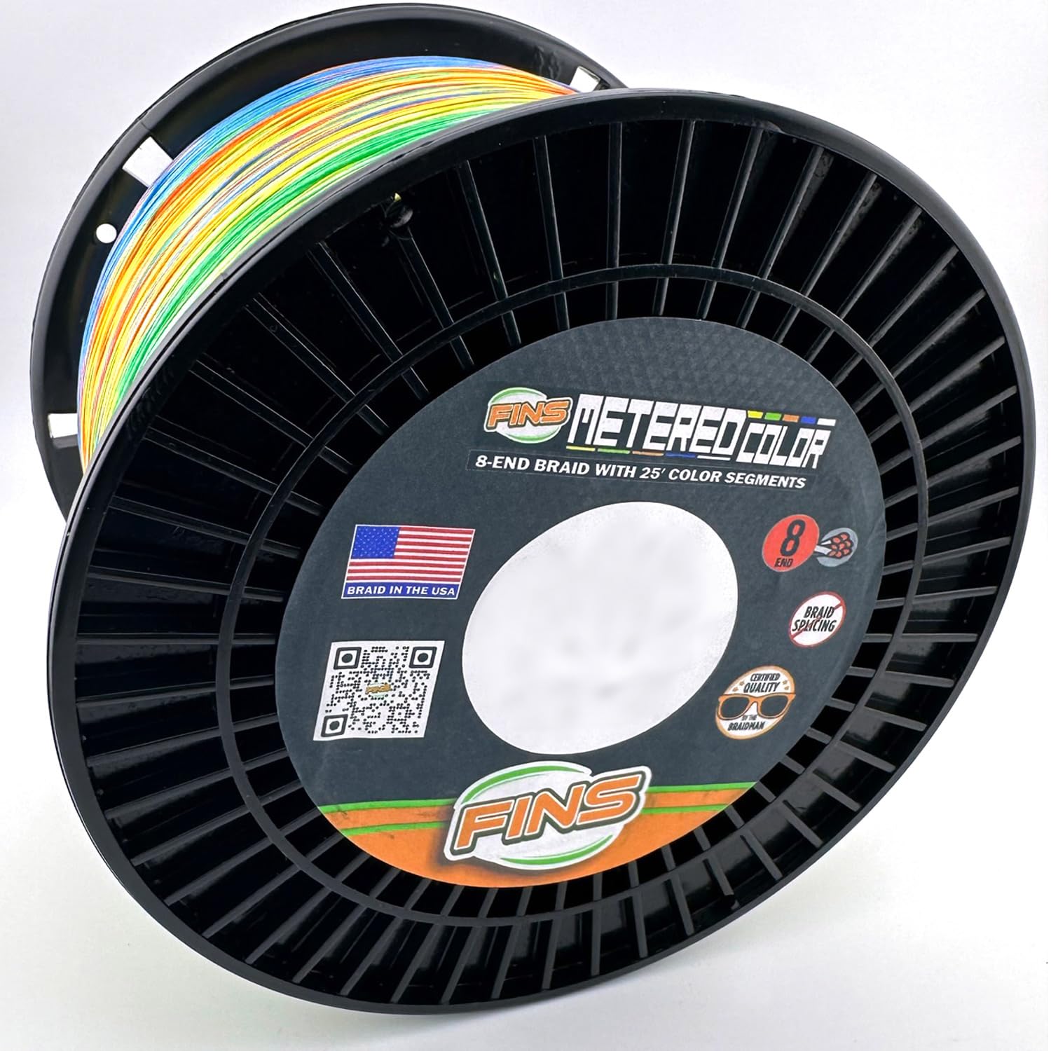 FINS Metered Braided Fishing Line - Color-Coded Segments for Precise Depth Tracking, High Visibility Multicolor Braid for Trolli