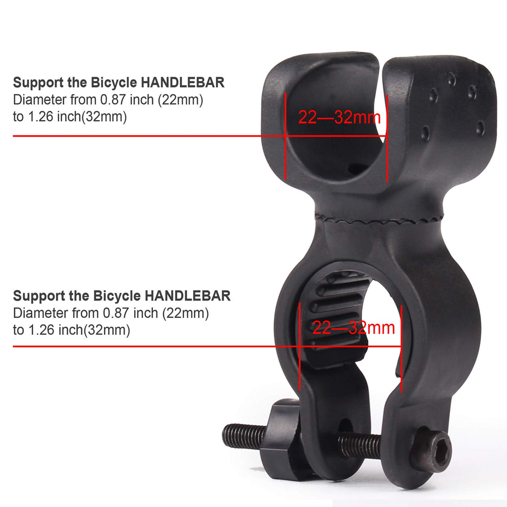 Bike Flashlight Mount [2 Pack] Handlebar Light Holder Mount Bicycle Mounting Bracket Flashlight Holder Torch Clip 360 Rotation B