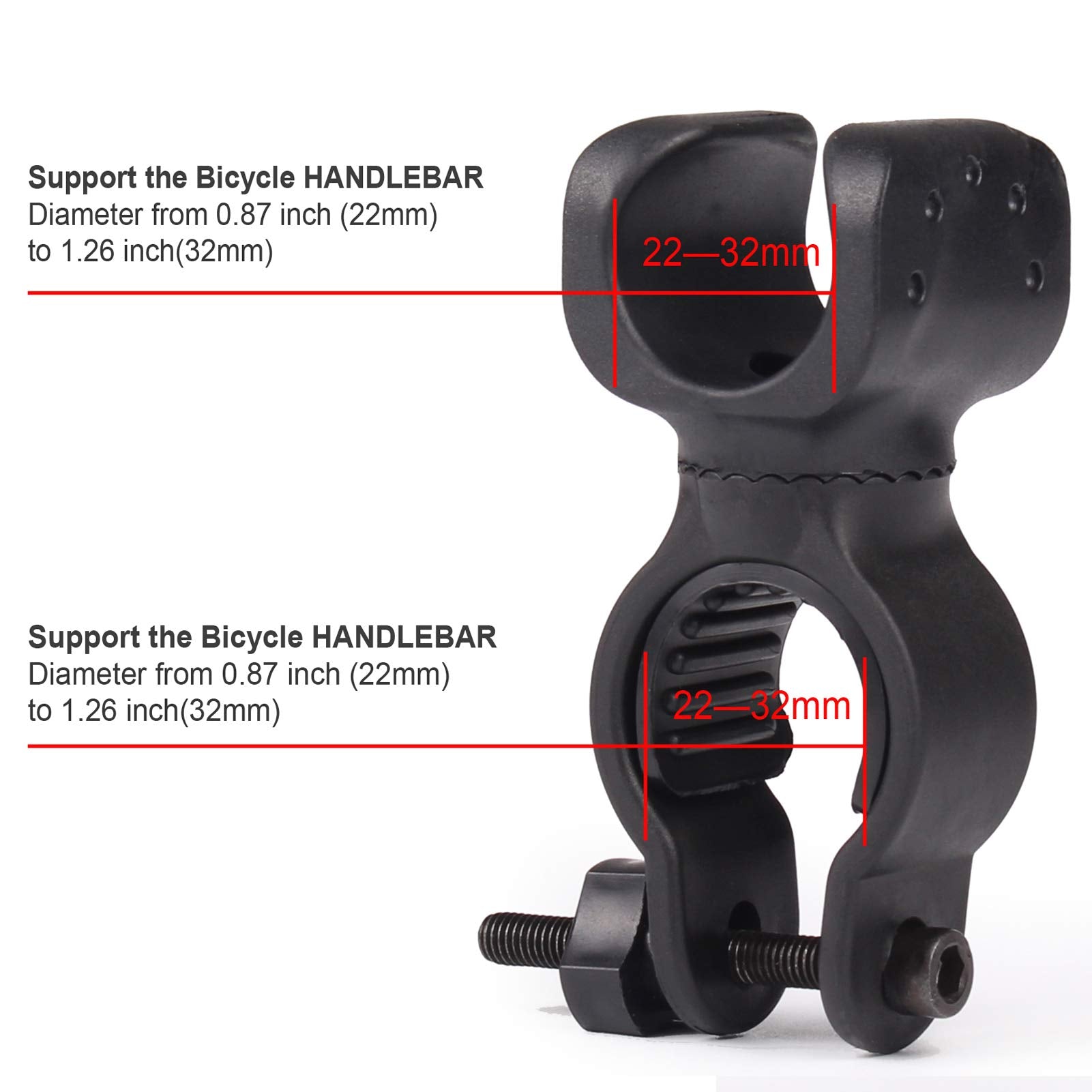 Bike Flashlight Mount [2 Pack] Handlebar Light Holder Mount Bicycle Mounting Bracket Flashlight Holder Torch Clip 360 Rotation B