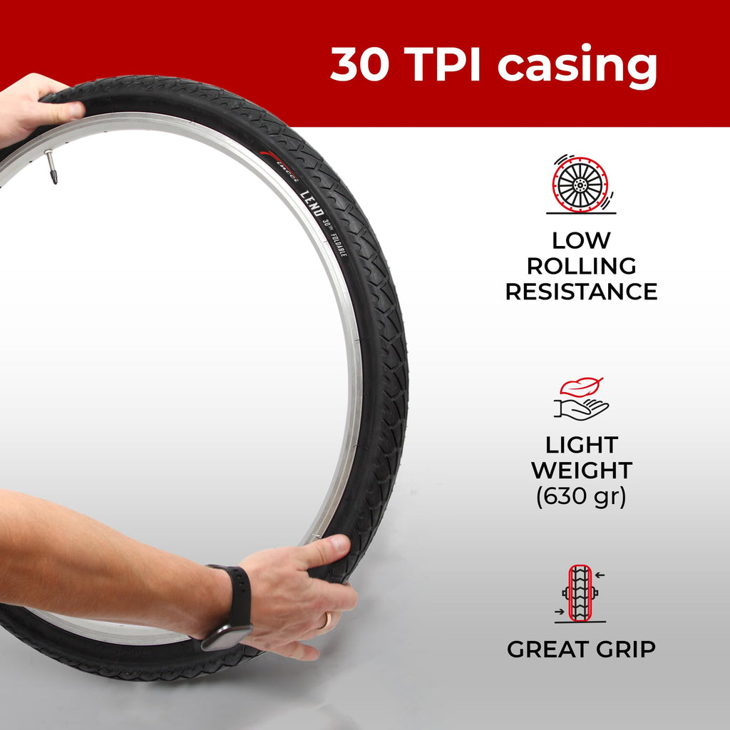 Fincci Leno Foldable Slick Bike Tire 26 X 1.95 Inch 50-559 For Road Street Cruiser Hybrid Bicycle