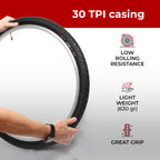 Fincci Leno Foldable Slick Bike Tire 26 X 1.95 Inch 50-559 For Road Street Cruiser Hybrid Bicycle