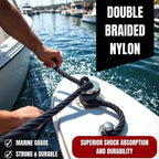 South Bend Rope Marine Grade Double Braided Nylon Dock Line W/Eye Splice (Black, 1-Inch X 35 Feet)