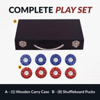 Hathaway Shuffleboard Pucks With Case (Set Of 8), Dark Cherry Finish