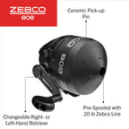Zebco 808 Spincast Reel And Fishing Rod Combo, 7-Foot 2-Piece Fishing Pole, Size 80 Reel, Changeable Right- Or Left-Hand Retriev