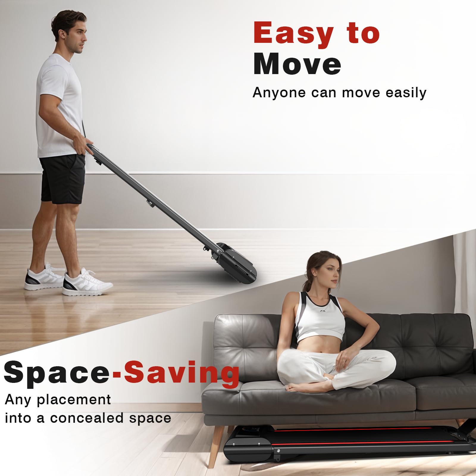Walking Pad,Max 2.5 Hp Portable Under Desk Treadmill,265Lbs Capacity Installation-Free Small Treadmills For Home & Office,Remote
