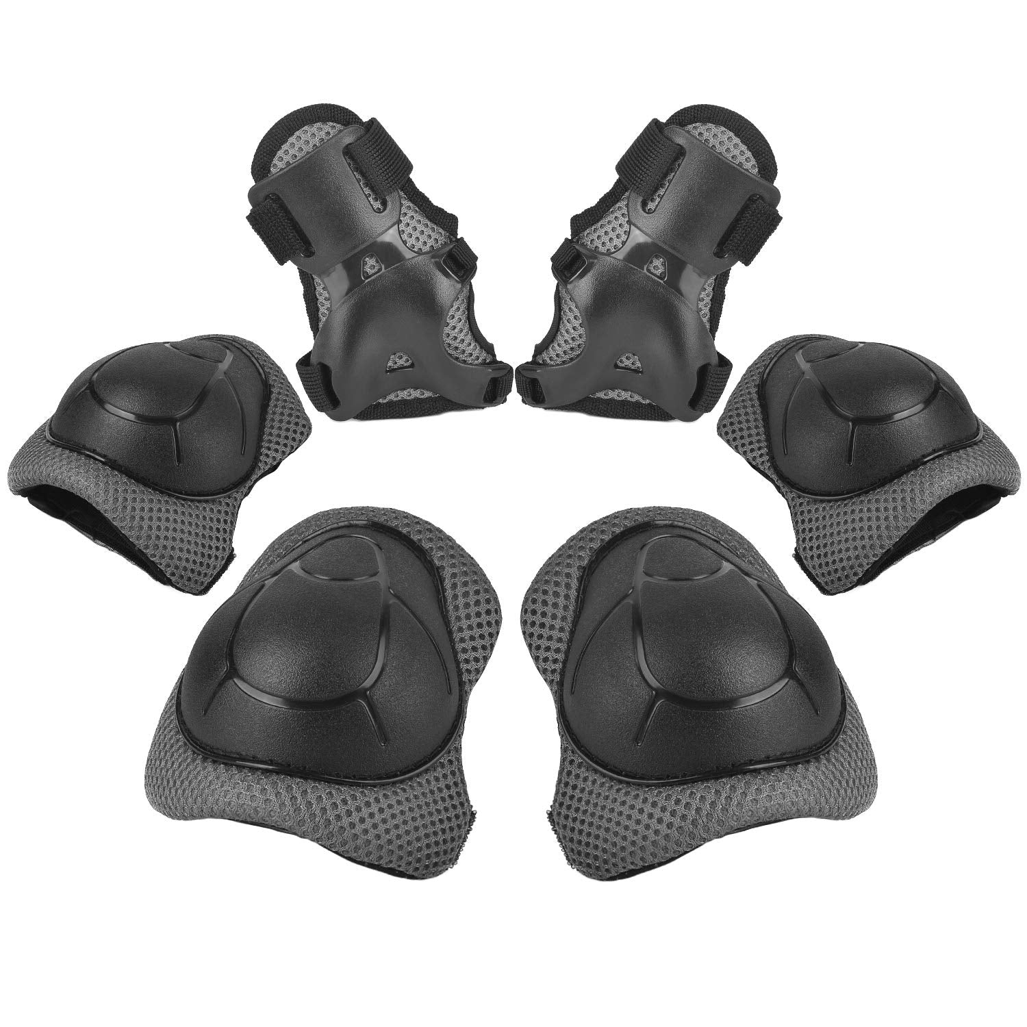 Rundong Kids/Youth Knee Pad Elbow Wrist Pads Guards Protective Gear Set, For Roller Skates,Cycling Bike,Skateboard,Inline Skatin