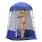 Outdoor Shower Tent Changing Room Privacy Portable Camping Shelters (White Blue)