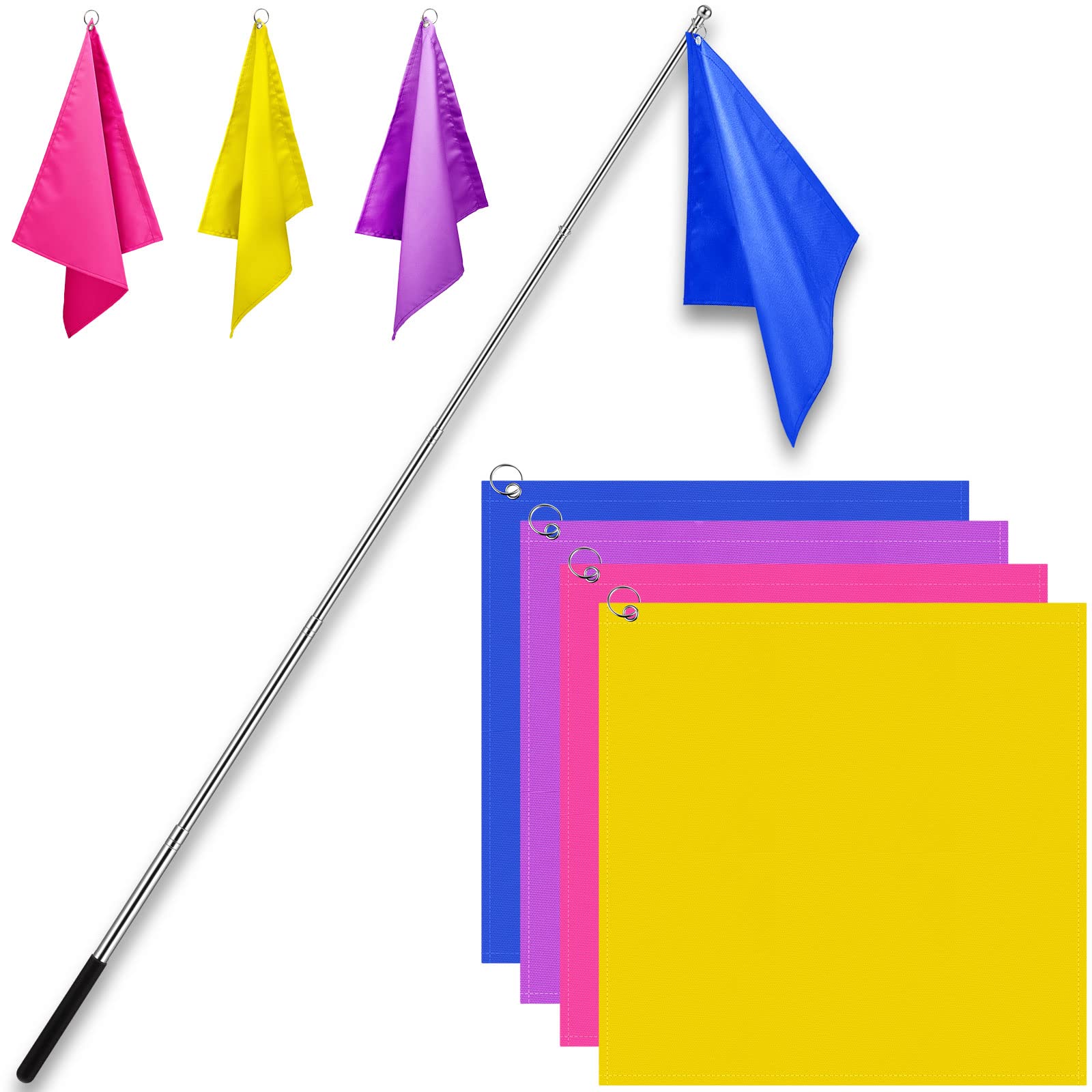 Equestrian Training Flag 4 Pieces Equestrian Training Equipment Equestrian Nylon Flag Without Flagpole(Yellow, Pink, Purple, Dar
