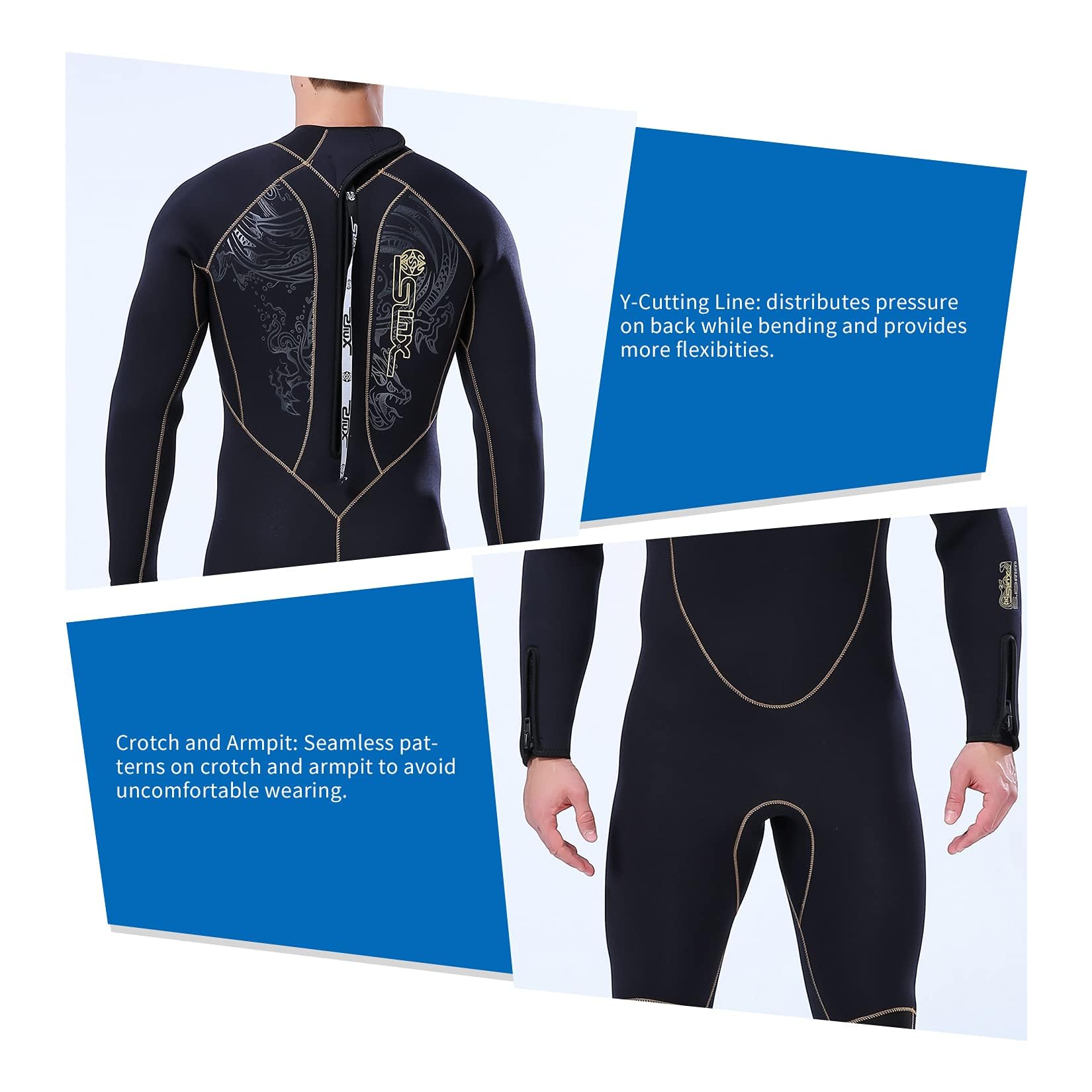 Dizokizo 5Mm Wetsuits For Men Neoprene Long Sleeve Full Diving Surfing Suit