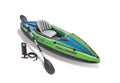 Intex Challenger K1 Kayak 1 Man Inflatable Canoe With Aluminum Oars And Hand Pump, Greenblue