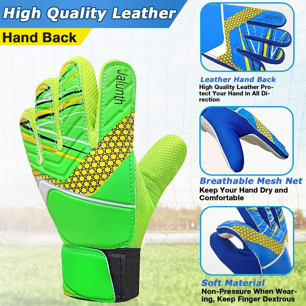 Jalunth Goalkeeper Goalie Soccer Gloves Kids Youth Goal Keeper Field Player Glove Boys Girls Ages 4-6 Years Old Anti-Slip Latex